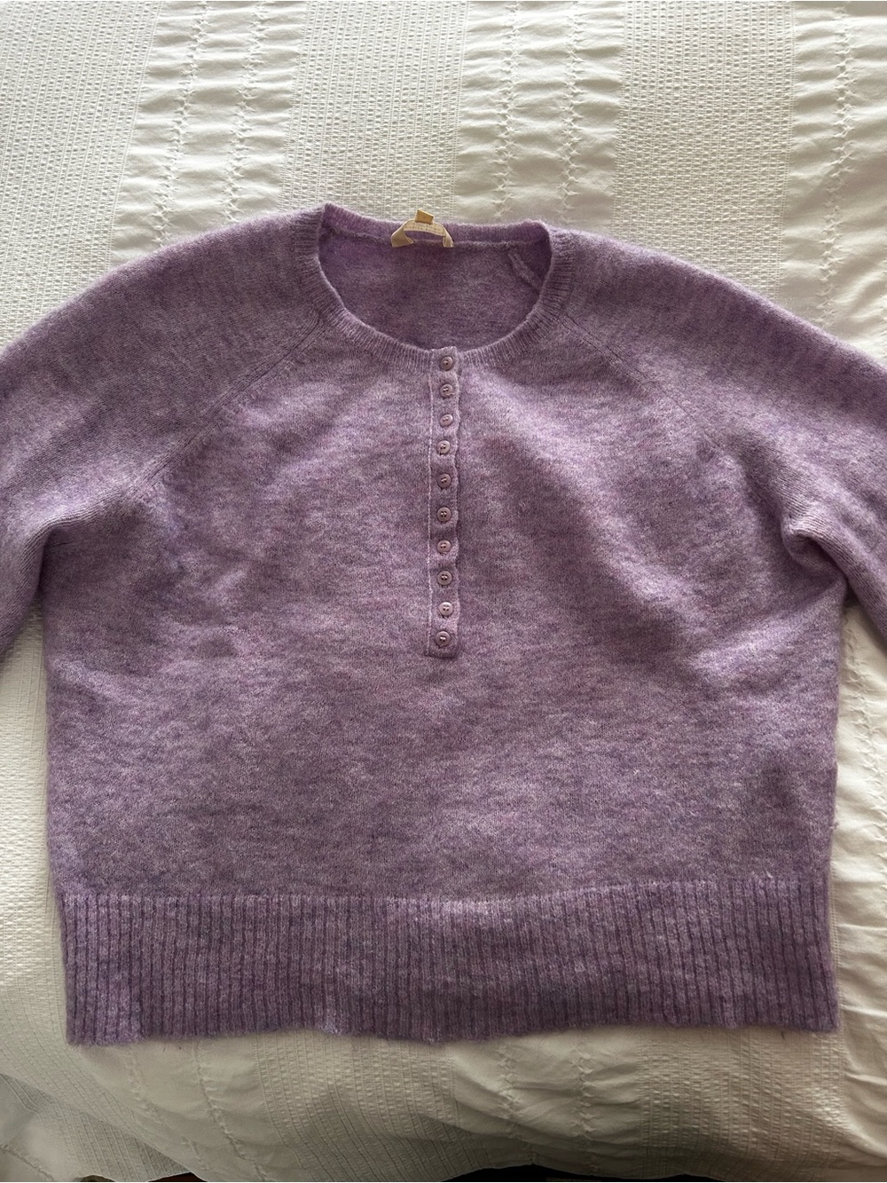 Sézane Lilac Crewneck Henley Sweater - Women- Size Small